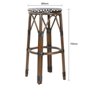 Bolero Pariser Stil PE Rattan Barhocker Schwarzer Punktmix (2 Stück)