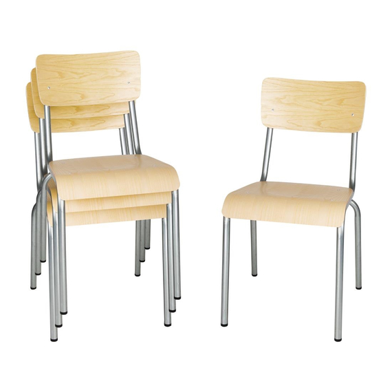 Bolero Cantina Stühle aus verzinktem Stahl mit Holzsitz und Rückenlehne (4 Stück) 6 Bolero Cantina Stühle aus verzinktem Stahl mit Holzsitz und Rückenlehne (4 Stück)