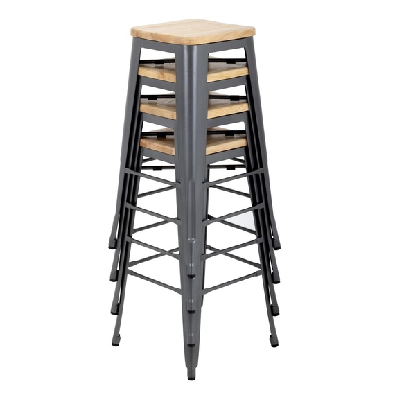 Bolero Bistro Barhocker aus Stahl mit Holzsitz - grau (4 Stück) 7 Bolero Bistro Barhocker aus Stahl mit Holzsitz - grau (4 Stück)