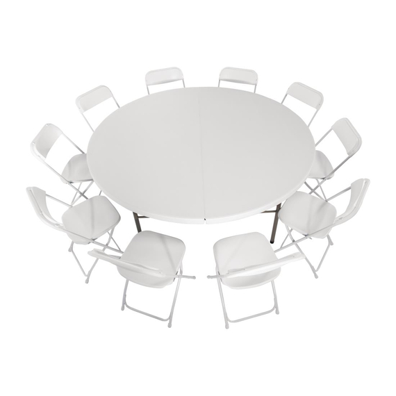 Bolero runder Klapptisch weiß 183cm 4 Bolero runder Klapptisch weiß 183cm