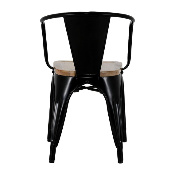 Bolero Bistro Curve Sessel Mit Mangoholz-Sitzauflage Schwarz (4 Stück) 3 Bolero Bistro Curve Sessel Mit Mangoholz-Sitzauflage Schwarz (4 Stück)