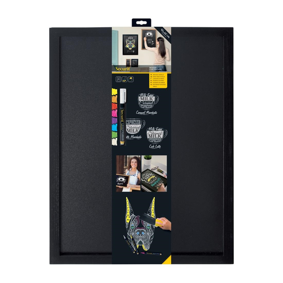 Securit Woody Kreidetafel 40x60, inklusive weißem Kreidemarker und Montageset 2 Securit Woody Kreidetafel 40x60, inklusive weißem Kreidemarker und Montageset