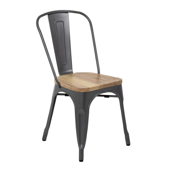 Bolero Bistro Stahlstühle mit Holzsitz grau (4 Stück) 3 Bolero Bistro Stahlstühle mit Holzsitz grau (4 Stück)