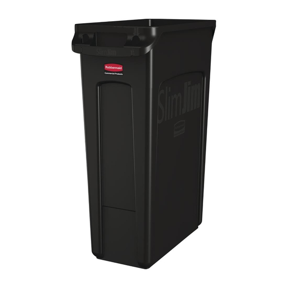 Rubbermaid Slim Jim Abfalleimer mit Entlüftungsschlitzen schwarz 87L Rubbermaid Slim Jim Abfalleimer mit Entlüftungsschlitzen schwarz 87L