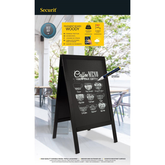 Securit Black Woody großes Gehwegkreide-A-Tafel-Schild 1 Securit Black Woody großes Gehwegkreide-A-Tafel-Schild