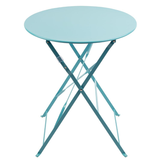 Bolero runder klappbarer Terrassentisch Stahl azurblau 60cm 3 Bolero runder klappbarer Terrassentisch Stahl azurblau 60cm
