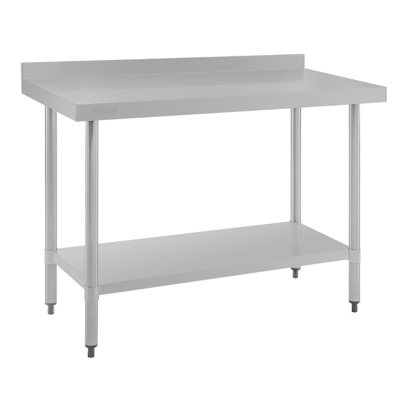 Vogue Edelstahl Arbeitstisch mit Aufkantung und Regalboden 120 x 60cm 6 Vogue Edelstahl Arbeitstisch mit Aufkantung und Regalboden 120 x 60cm