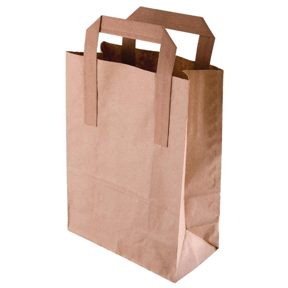 Fiesta Recycelbare Papiertüten Mit Flachen Griffen Braun Groß (250 Stück) Fiesta Recycelbare Papiertüten Mit Flachen Griffen Braun Groß (250 Stück)