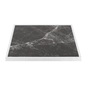 Bolero Dark Granite Effect Outdoor-Tischplatte aus gehärtetem Glas, weiße Zierleiste, 700 mm