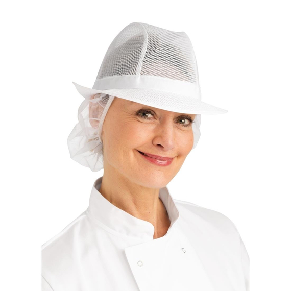 Trilby Hut mit Haarnetz weiß Größe M Trilby Hut mit Haarnetz weiß Größe M
