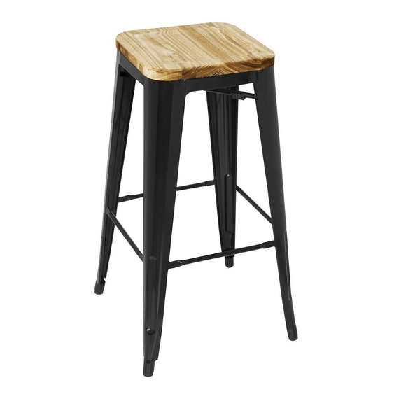 Bolero Bistro Hochhocker mit Holzsitzpolster Schwarz (4er Pack) (4 Stück) 1 Bolero Bistro Hochhocker mit Holzsitzpolster Schwarz (4er Pack) (4 Stück)