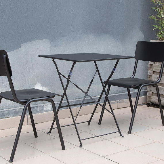 Bolero quadratischer klappbarer Terrassentisch Stahl schwarz 60cm 5 Bolero quadratischer klappbarer Terrassentisch Stahl schwarz 60cm