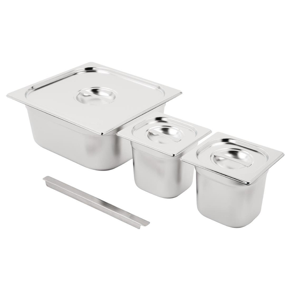 Vogue Edelstahl Gastronormschale Set 2x 1/6 Und 2/3 Mit Deckeln 1 Vogue Edelstahl Gastronormschale Set 2x 1/6 Und 2/3 Mit Deckeln