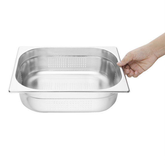 Vogue GN-Behälter Edelstahl 10cm GN1/2 gelocht 3 Vogue GN-Behälter Edelstahl 10cm GN1/2 gelocht