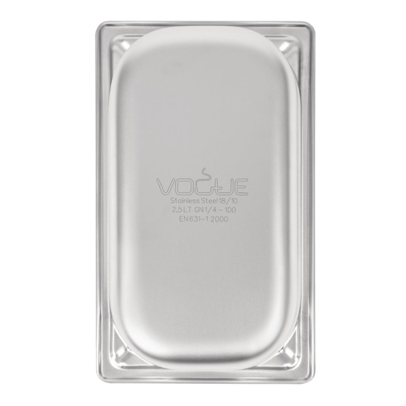 Vogue Strapazierfähiger GN-Behälter 1/4 Edelstahl 100mm 5 Vogue Strapazierfähiger GN-Behälter 1/4 Edelstahl 100mm