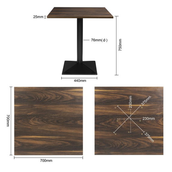 Bolero Kompletter Tisch Quadratisch Dunkles Holzdekor 700mm 5 Bolero Kompletter Tisch Quadratisch Dunkles Holzdekor 700mm