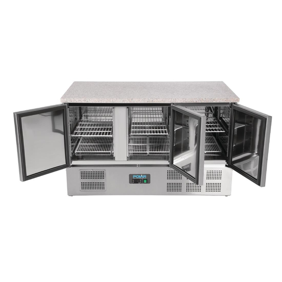 Polar Serie G Thekenkühltisch mit Marmorarbeitsfläche 3-türig 368Ltr 3 Polar Serie G Thekenkühltisch mit Marmorarbeitsfläche 3-türig 368Ltr