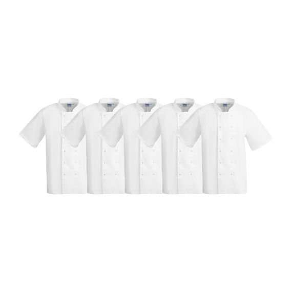 Whites Boston Unisex Kurzarm Kochjacke Weiß L (5 Stück) 8 Whites Boston Unisex Kurzarm Kochjacke Weiß L (5 Stück)