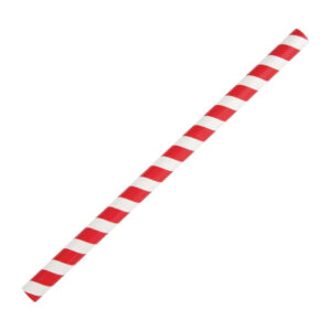 Fiesta Compostable Smoothie-Trinkhalm Papier rot gestreift 21cm (250 Stück)