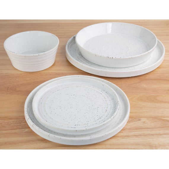 Olympia Cavolo Flache runde Schale weiß gesprenkelt 220mm (4 Stück) 1 Olympia Cavolo Flache runde Schale weiß gesprenkelt 220mm (4 Stück)