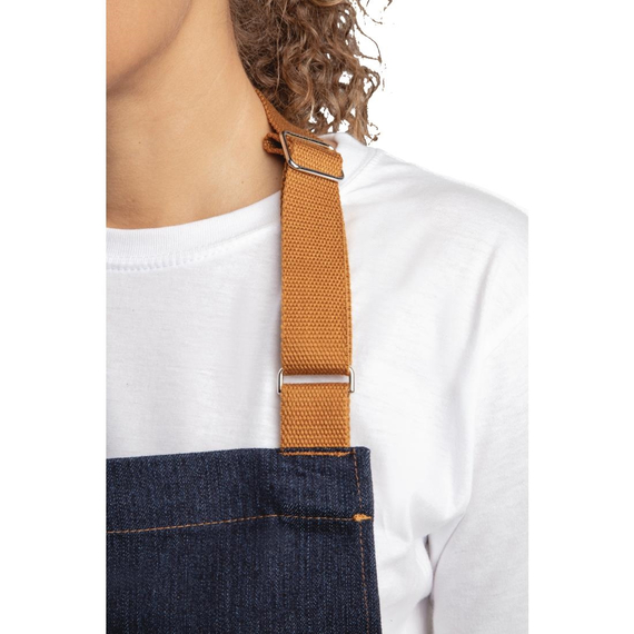 Southside Bistro Schürze Jeans-Blau Mit Bein-Tan 2 Southside Bistro Schürze Jeans-Blau Mit Bein-Tan