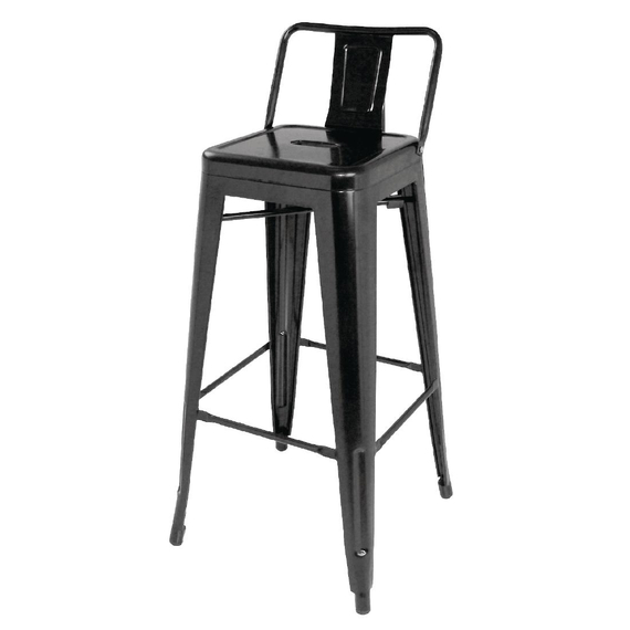 Bolero Bistro Barstuhl aus Stahl mit Rückenlehne schwarz (4 Stück) 6 Bolero Bistro Barstuhl aus Stahl mit Rückenlehne schwarz (4 Stück)