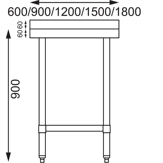 Vogue Edelstahl Arbeitstisch mit Aufkantung und Regalboden 150 x 60cm Vogue Edelstahl Arbeitstisch mit Aufkantung und Regalboden 150 x 60cm