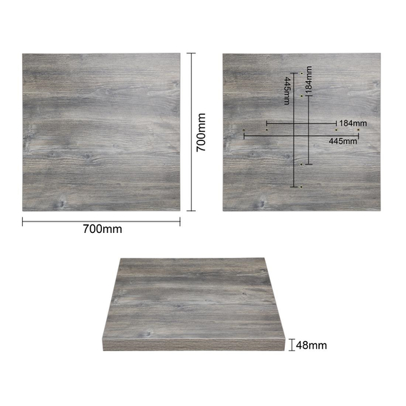 Bolero vorgebohrte quadratische Melamin Tischplatte grau 700 mm Bolero vorgebohrte quadratische Melamin Tischplatte grau 700 mm