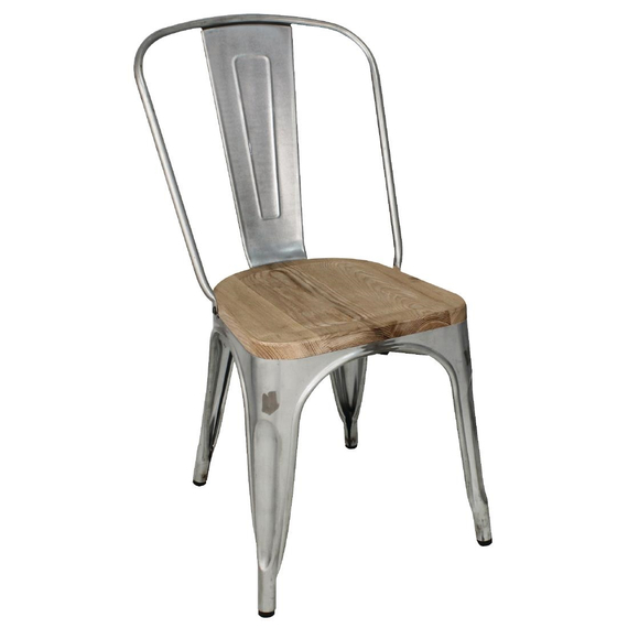 Bolero Bistro Stühle aus verzinktem Stahl mit Holzsitz (4 Stück) 1 Bolero Bistro Stühle aus verzinktem Stahl mit Holzsitz (4 Stück)