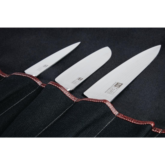 Boldric Messertasche aus schwarzem Segeltuch 6 Fächer 3 Boldric Messertasche aus schwarzem Segeltuch 6 Fächer