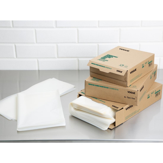 Vogue kompostierbare Kammer-Vakuumverpackungsbeutel 250x350mm (100 Stück) 5 Vogue kompostierbare Kammer-Vakuumverpackungsbeutel 250x350mm (100 Stück)