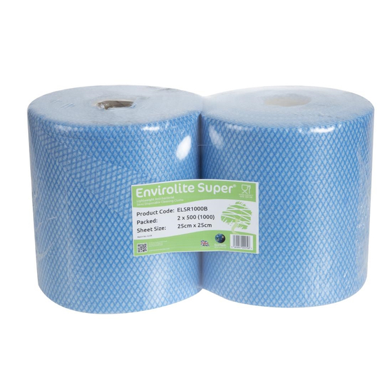 EcoTech Envirolite Super antibakterielle Reinigungstücher blau (Rolle mit 2 x 500) (2 Stück) EcoTech Envirolite Super antibakterielle Reinigungstücher blau (Rolle mit 2 x 500) (2 Stück)