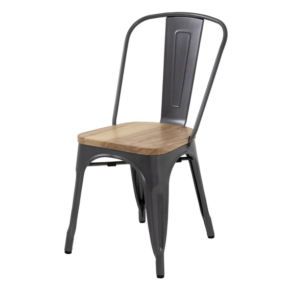 Bolero Bistro Stahlstühle mit Holzsitz grau (4 Stück) 2 Bolero Bistro Stahlstühle mit Holzsitz grau (4 Stück)
