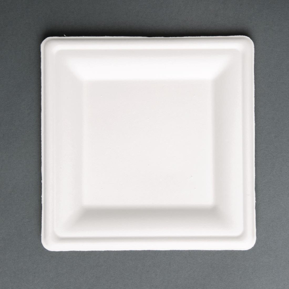 Fiesta Compostable kompostierbare Teller aus Bagasse quadratisch 26,1cm (50 Stück) 3 Fiesta Compostable kompostierbare Teller aus Bagasse quadratisch 26,1cm (50 Stück)