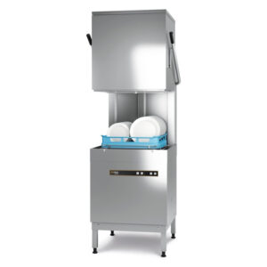 Hobart Ecomax Haubenspülmaschine H604-12B mit integrierte Klarspüldosierpumpe, eingebaute Klarspülpumpe, Reinigerdosier- und Ablaufpumpe