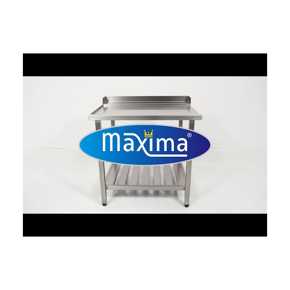 Maxima Gastro Geschirrspültisch - 120 x 75 cm - links - mit Backsplash und Lagerregal 4 Maxima Gastro Geschirrspültisch - 120 x 75 cm - links - mit Backsplash und Lagerregal