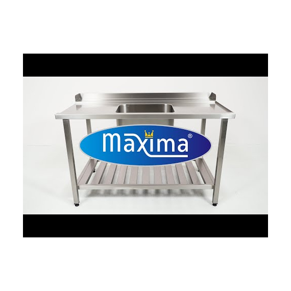 Maxima Gastro Geschirrspültisch - 120 x 75 cm - rechts - mit Spüle und Backsplash - inkl. Lagerregal 4 Maxima Gastro Geschirrspültisch - 120 x 75 cm - rechts - mit Spüle und Backsplash - inkl. Lagerregal