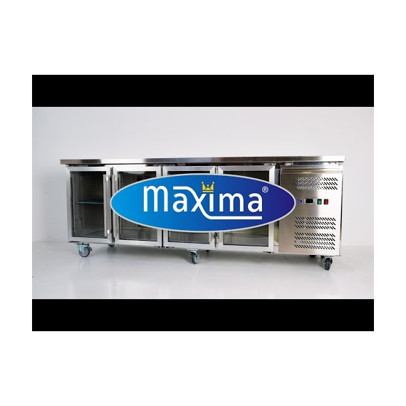 Maxima Gastro Kühltisch - 223 cm - 4 Glastüren 1 Maxima Gastro Kühltisch - 223 cm - 4 Glastüren