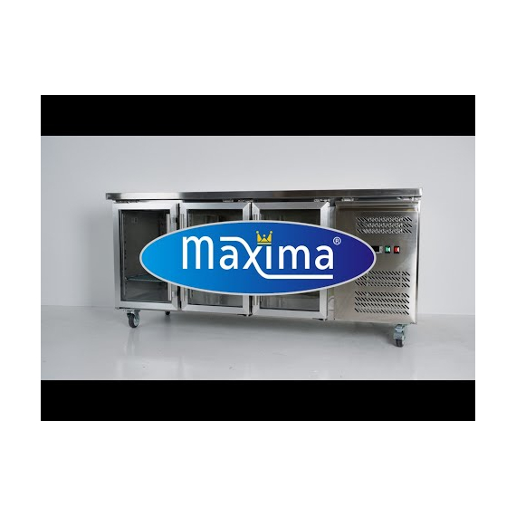 Maxima Gastro Kühltisch - 180 cm - 3 Glastüren 1 Maxima Gastro Kühltisch - 180 cm - 3 Glastüren