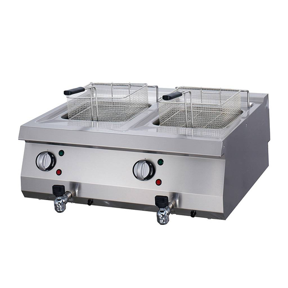 Maxima Gastro Heavy Duty Fritteuse - 2 x 12 l - Doppeleinheit - 70 cm Tief - mit Ablasshahn - Elektrisch Maxima Gastro Heavy Duty Fritteuse - 2 x 12 l - Doppeleinheit - 70 cm Tief - mit Ablasshahn - Elektrisch