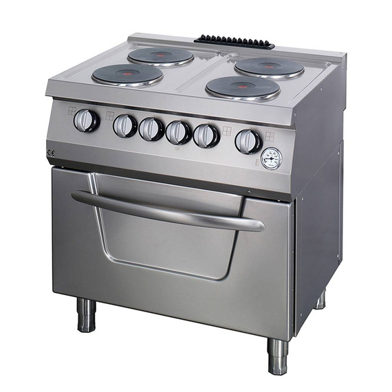 Maxima Gastro Heavy Duty Herd - 4 Brenner - Doppeleinheit - 70 cm Tief - mit Ofen - Elektrisch Maxima Gastro Heavy Duty Herd - 4 Brenner - Doppeleinheit - 70 cm Tief - mit Ofen - Elektrisch
