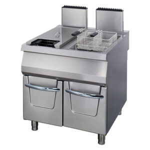 Maxima Gastro Premium Fritteuse - 2 x 22 l - Doppeleinheit - 90 cm Tief - mit Ablasshahn - Gas