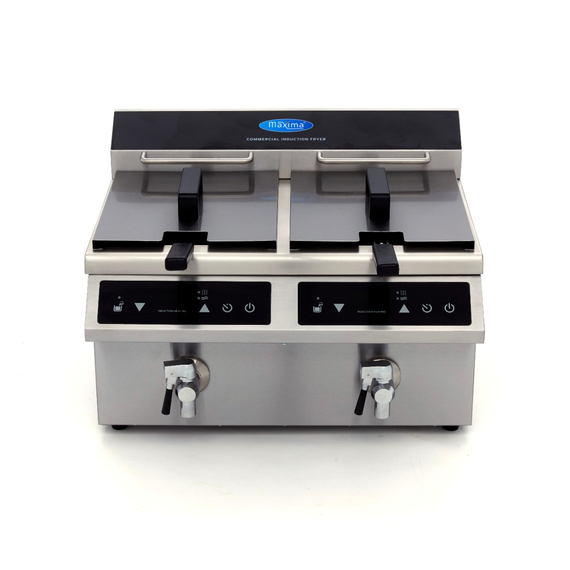 Maxima Gastro Fritteuse - 2 x 8 l - 2 Körbe - mit Ablasshahn - Induktion 1 Maxima Gastro Fritteuse - 2 x 8 l - 2 Körbe - mit Ablasshahn - Induktion