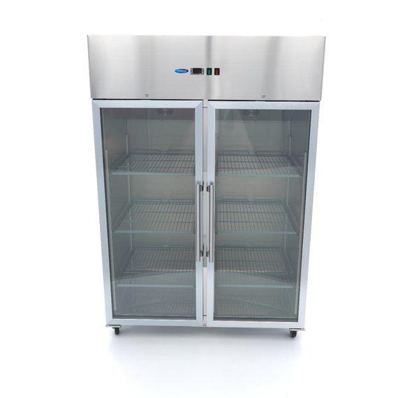Maxima Gastro Gefrierschrank - 1200 l - 6 Einstellbare Regale (2/1 GN) - Rostfreier Stahl - mit Glastür 1 Maxima Gastro Gefrierschrank - 1200 l - 6 Einstellbare Regale (2/1 GN) - Rostfreier Stahl - mit Glastür