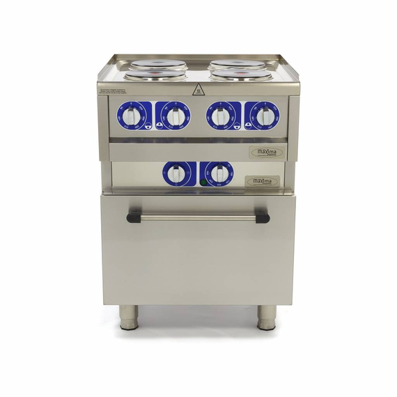Maxima Commercial Klasse Gastro Kochplatte - Elektrisch - 600 x 600 mm tief - 4 Brenner - mit Ofen - 10000 Watt 1 Maxima Commercial Klasse Gastro Kochplatte - Elektrisch - 600 x 600 mm tief - 4 Brenner - mit Ofen - 10000 Watt