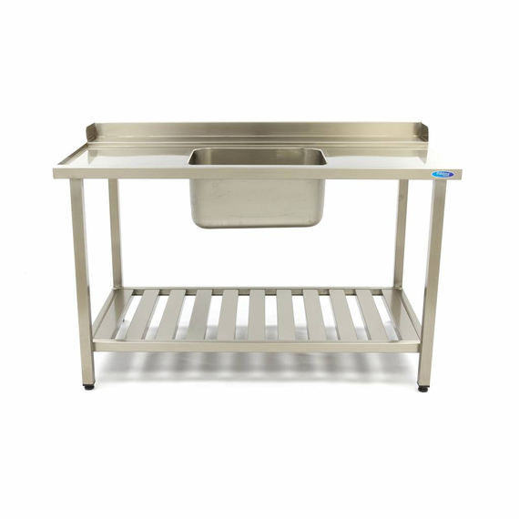 Maxima Gastro Geschirrspültisch - 160 x 75 cm - links - mit Waschbecken und Backsplash - inkl. Lagerregal 1 Maxima Gastro Geschirrspültisch - 160 x 75 cm - links - mit Waschbecken und Backsplash - inkl. Lagerregal