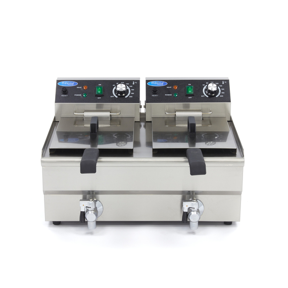 Maxima Gastro Fritteuse - 2 x 10 l - 2 Körbe - mit Ablasshahn 1 Maxima Gastro Fritteuse - 2 x 10 l - 2 Körbe - mit Ablasshahn