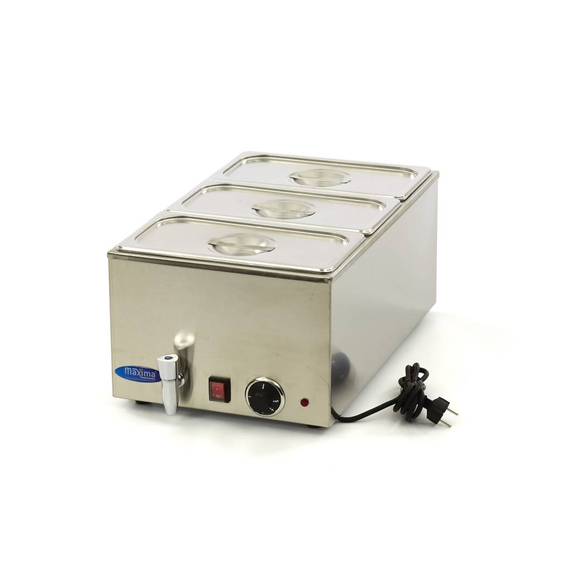 Maxima Gastro Bain Marie - mit Wasserhahn - inkl. 3 x 1/3 GN Set - Elektrisch Maxima Gastro Bain Marie - mit Wasserhahn - inkl. 3 x 1/3 GN Set - Elektrisch