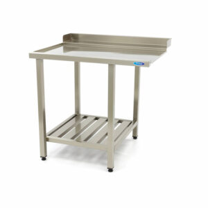 Maxima Gastro Geschirrspültisch - 70 x 75 cm - links - mit Backsplash und Lagerregal