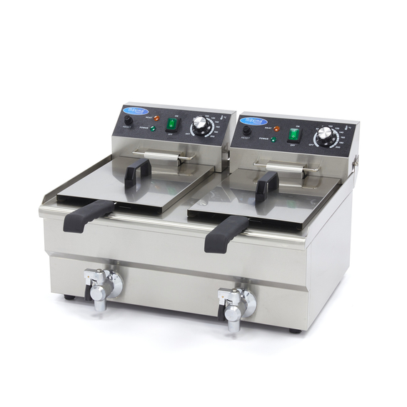 Maxima Gastro Fritteuse - 2 x 10 l - 2 Körbe - mit Ablasshahn Maxima Gastro Fritteuse - 2 x 10 l - 2 Körbe - mit Ablasshahn